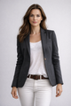 Notch Lapel Single-Button Blazer for Women, Slim Fit