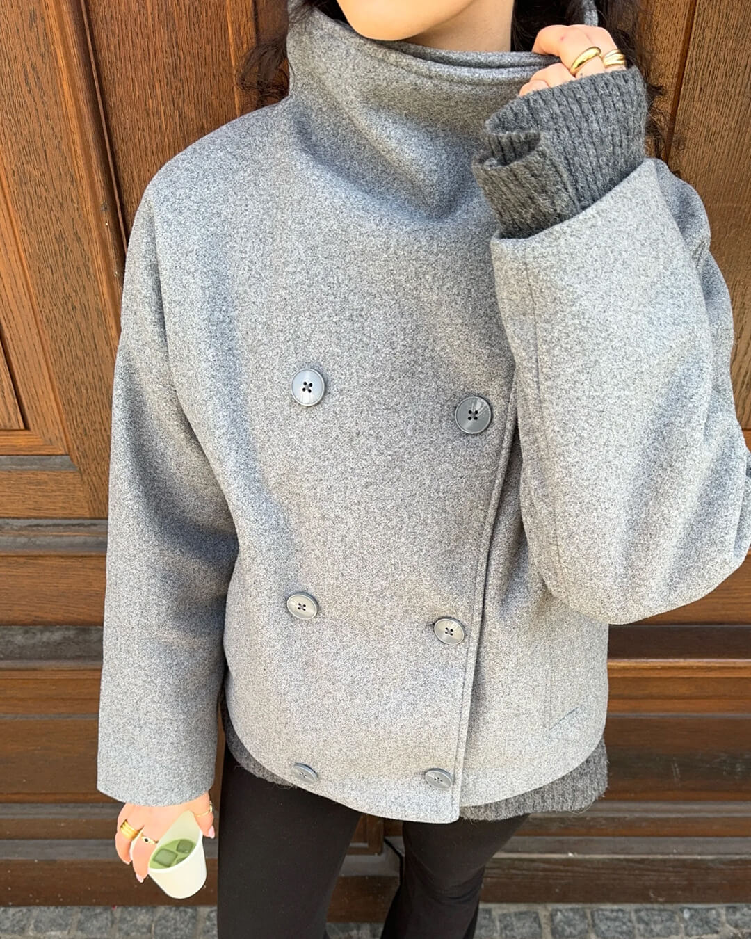 Women's double-breasted stand collar jacket