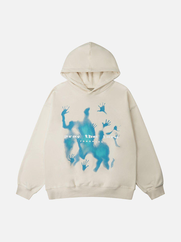 Abstract graphic hoodie with drawstring hood and long sleeves