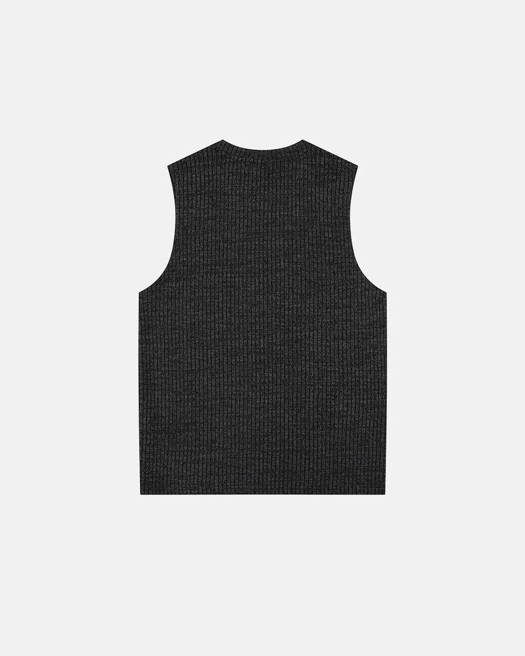 Women's ribbed knit tank top with embroidered front motifs
