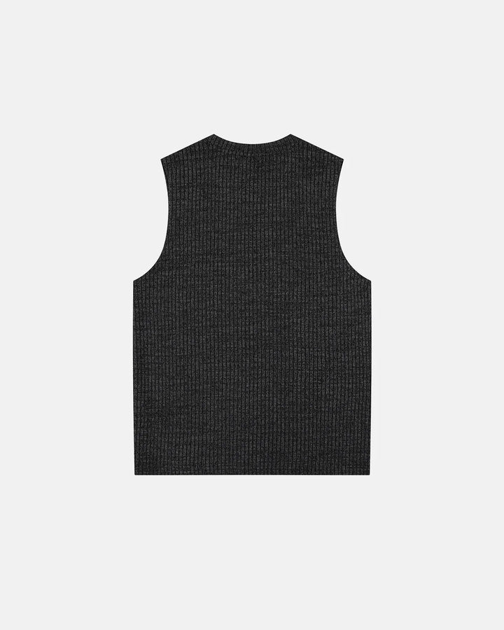 Women's ribbed knit tank top with embroidered front motifs