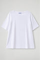 Women's crew neck t-shirt with short sleeves in white and navy, relaxed fit