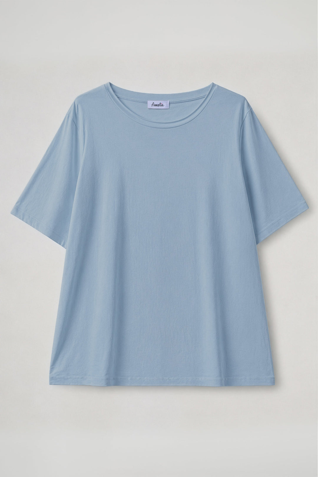 Women's crew neck t-shirt with short sleeves in white and navy, relaxed fit