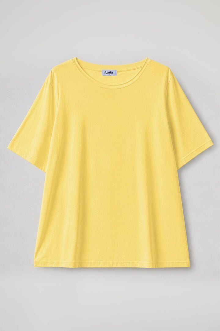 Women's crew neck t-shirt with short sleeves in white and navy, relaxed fit