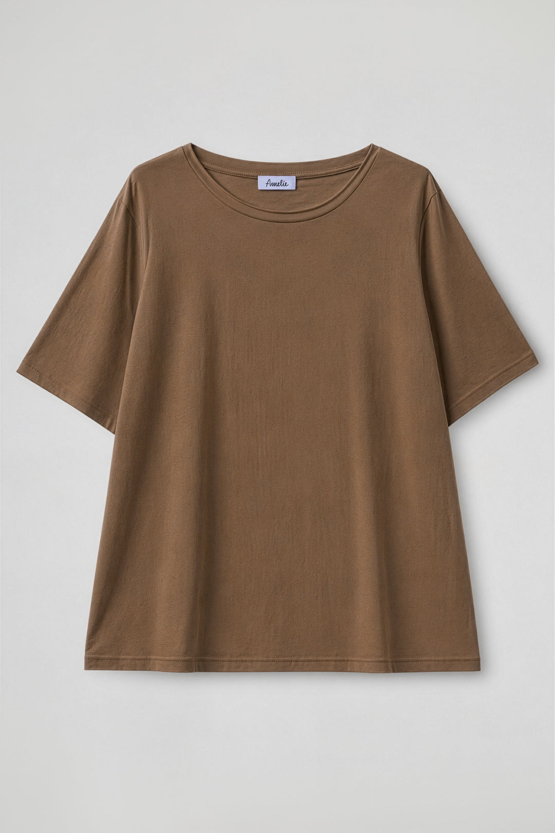 Women's crew neck t-shirt with short sleeves in white and navy, relaxed fit