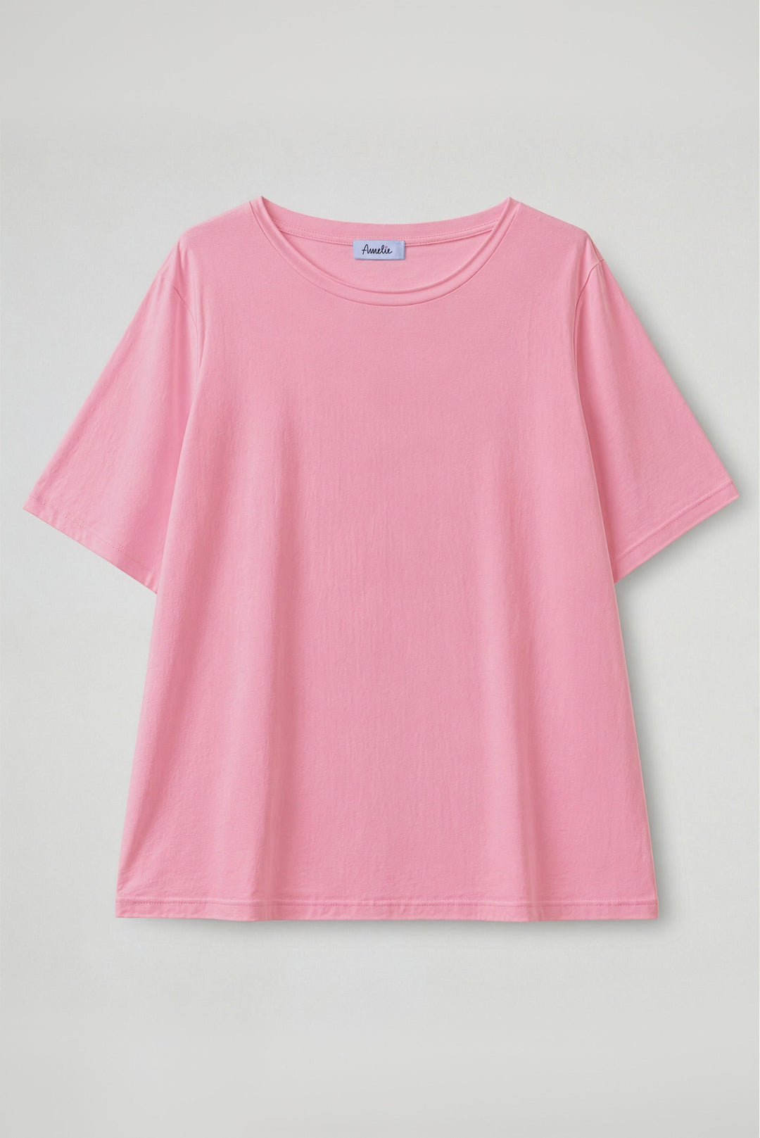 Women's crew neck t-shirt with short sleeves in white and navy, relaxed fit